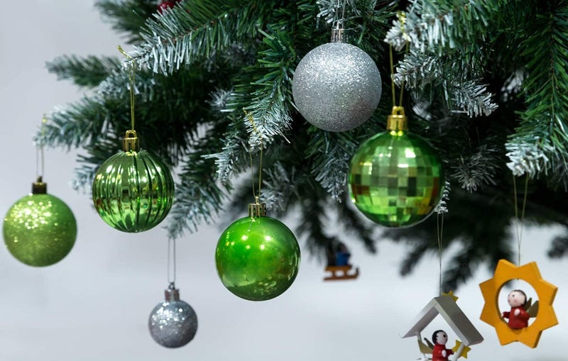 AUXO-FUN Small Size 28ct shatterproof Christmas Ball Ornaments in 4 Classic finishes for Christmas Tree Decoration (Lime Green, 1.57â€œ Mini Size) - Image 2